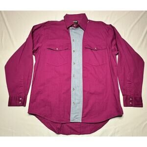 Frontier Series Men's Long Sleeve Purple Western Button Up Shirt - Size L